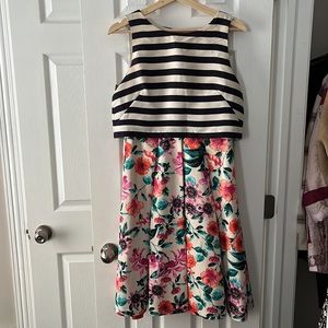 Eliza J floral/striped midi dress